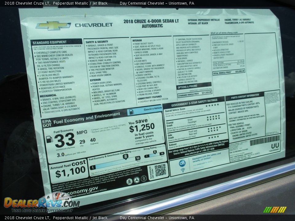 2018 Chevrolet Cruze LT Pepperdust Metallic / Jet Black Photo #6