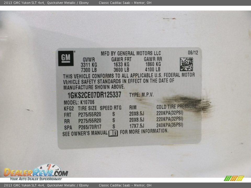 2013 GMC Yukon SLT 4x4 Quicksilver Metallic / Ebony Photo #22