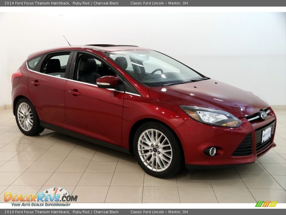 2014 Ford Focus Titanium Hatchback Ruby Red / Charcoal Black Photo #1