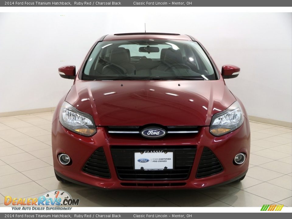 2014 Ford Focus Titanium Hatchback Ruby Red / Charcoal Black Photo #2