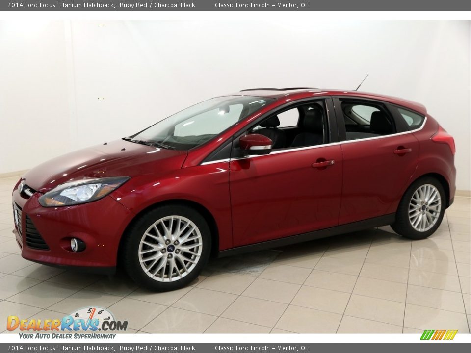 2014 Ford Focus Titanium Hatchback Ruby Red / Charcoal Black Photo #3