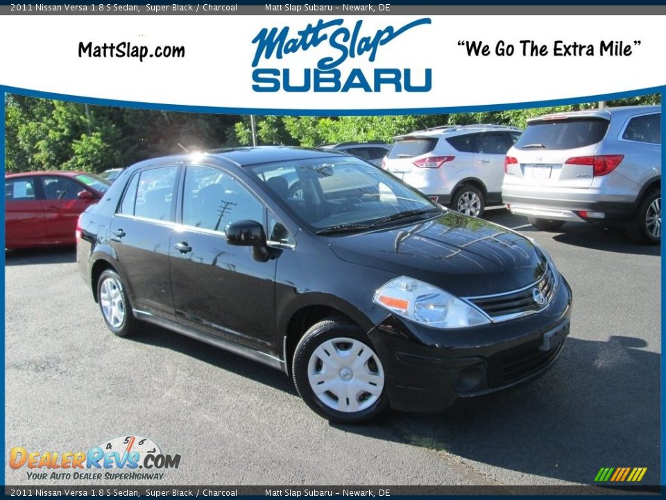 2011 Nissan Versa 1.8 S Sedan Super Black / Charcoal Photo #1