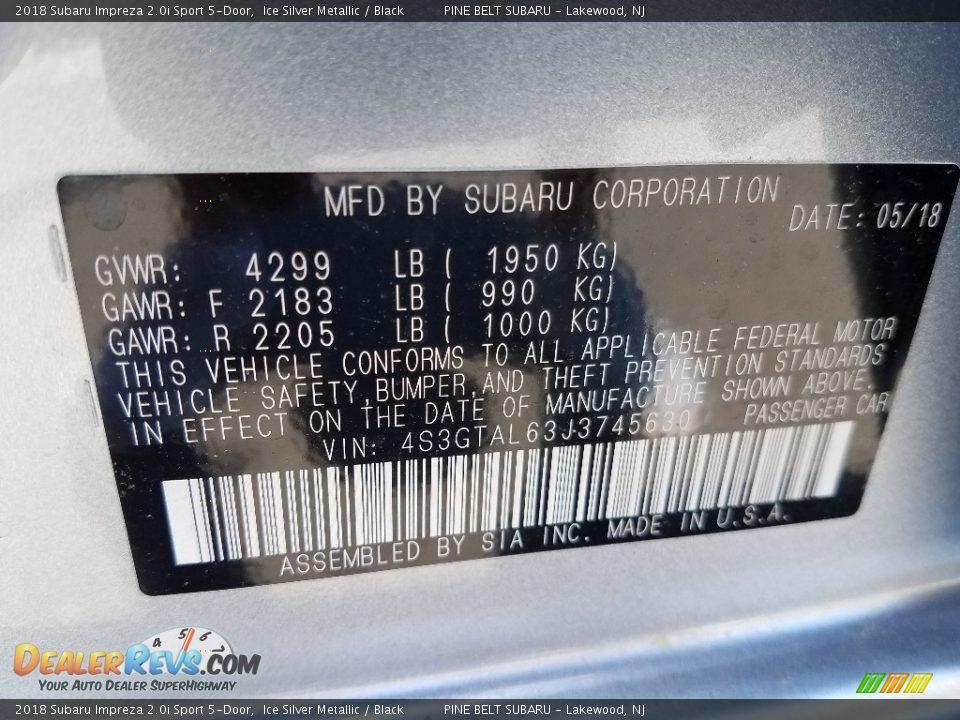 2018 Subaru Impreza 2.0i Sport 5-Door Ice Silver Metallic / Black Photo #9