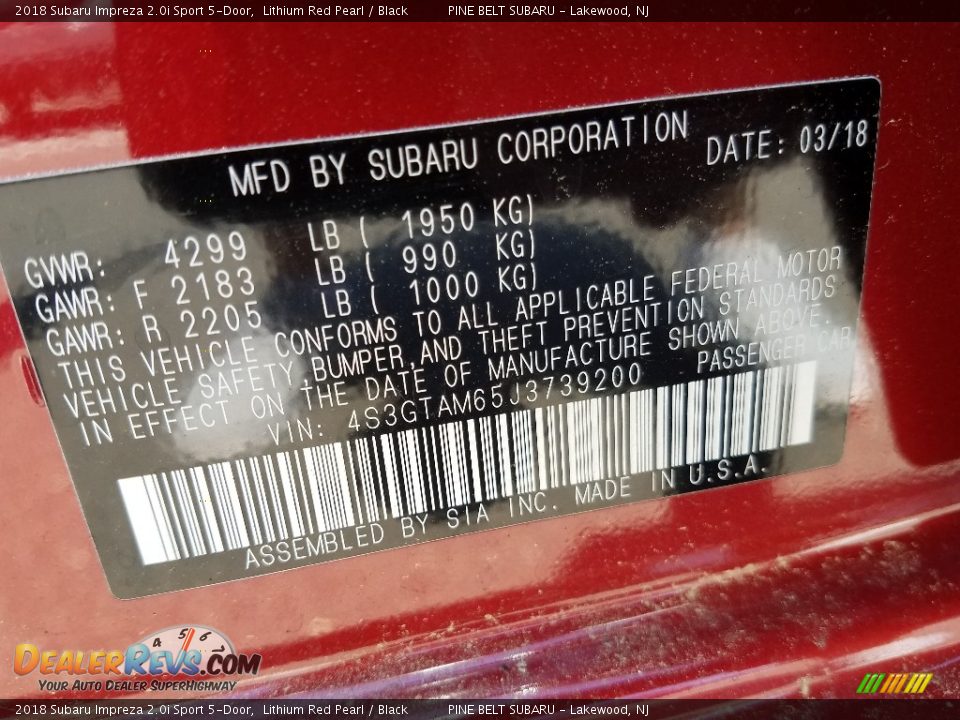 2018 Subaru Impreza 2.0i Sport 5-Door Lithium Red Pearl / Black Photo #9