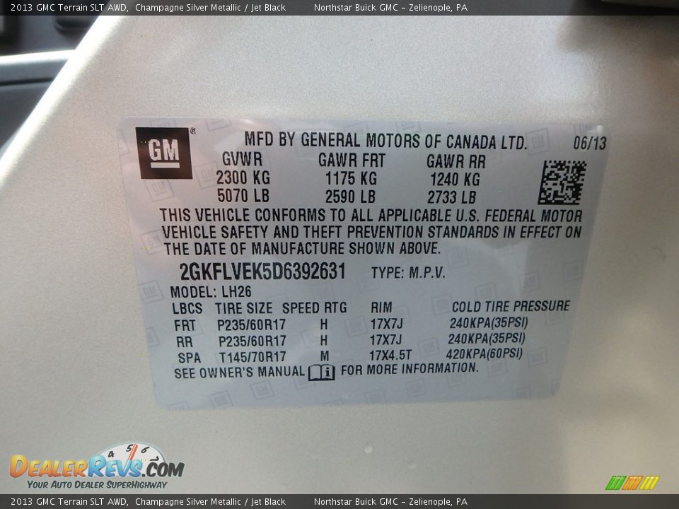 2013 GMC Terrain SLT AWD Champagne Silver Metallic / Jet Black Photo #22