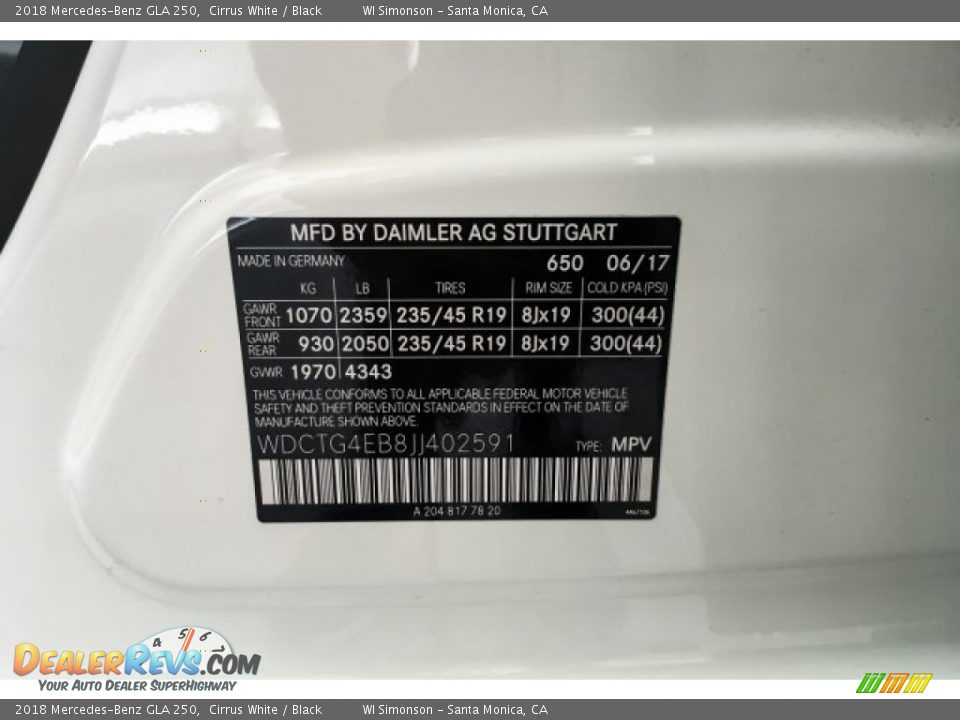 2018 Mercedes-Benz GLA 250 Cirrus White / Black Photo #22