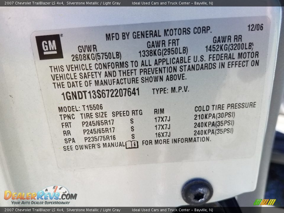 2007 Chevrolet TrailBlazer LS 4x4 Silverstone Metallic / Light Gray Photo #17