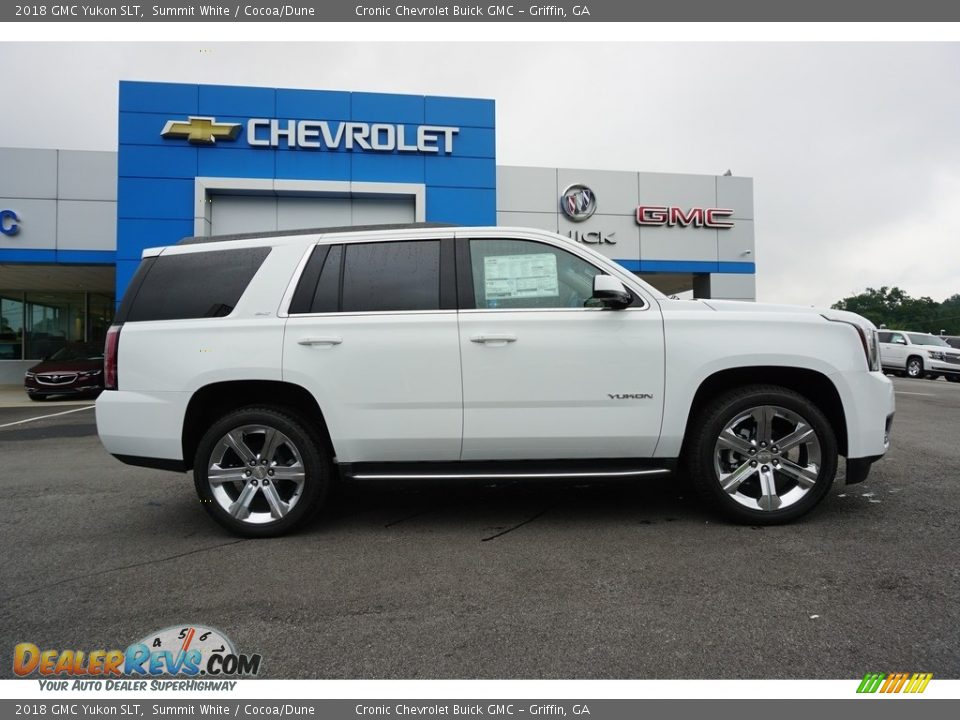 2018 GMC Yukon SLT Summit White / Cocoa/Dune Photo #10