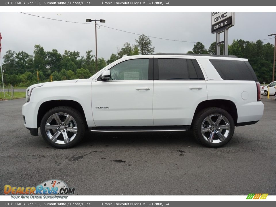 2018 GMC Yukon SLT Summit White / Cocoa/Dune Photo #14
