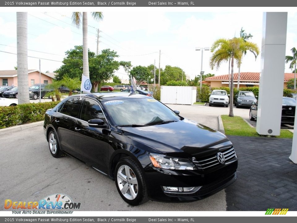 2015 Volkswagen Passat Wolfsburg Edition Sedan Black / Cornsilk Beige Photo #1