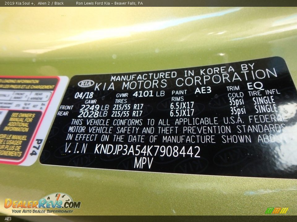 Kia Color Code AE3 Alien 2