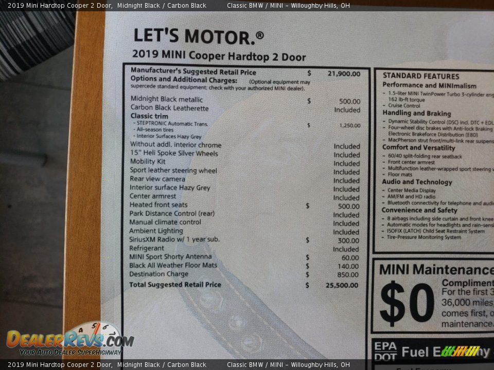 2019 Mini Hardtop Cooper 2 Door Midnight Black / Carbon Black Photo #9