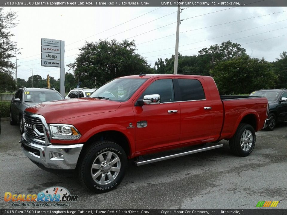 2018 Ram 2500 Laramie Longhorn Mega Cab 4x4 Flame Red / Black/Diesel Gray Photo #1