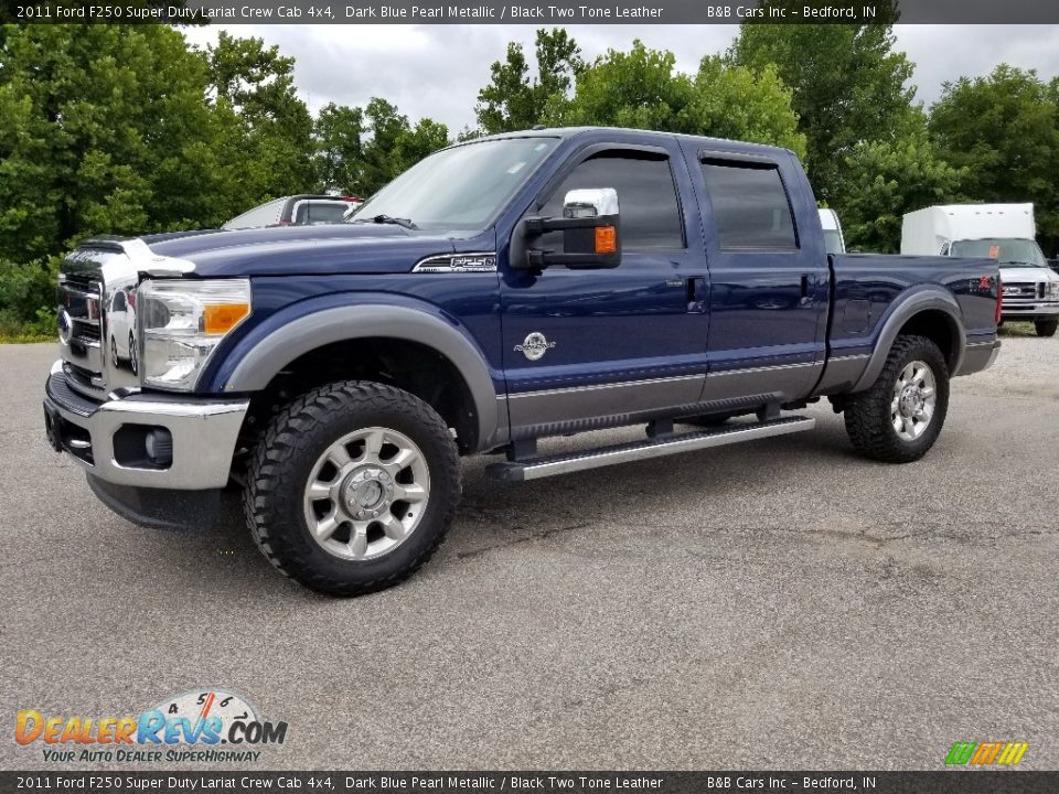 2011 Ford F250 Super Duty Lariat Crew Cab 4x4 Dark Blue Pearl Metallic / Black Two Tone Leather Photo #1