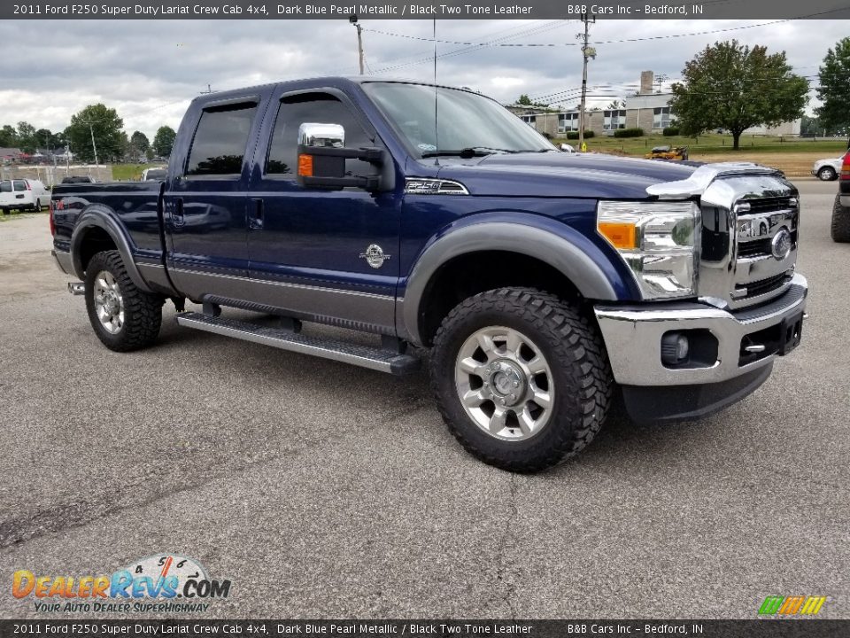 2011 Ford F250 Super Duty Lariat Crew Cab 4x4 Dark Blue Pearl Metallic / Black Two Tone Leather Photo #7