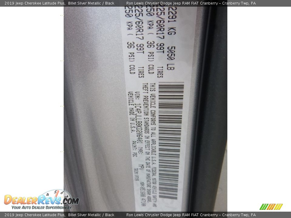 2019 Jeep Cherokee Latitude Plus Billet Silver Metallic / Black Photo #14