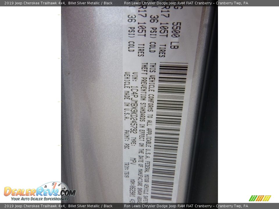 2019 Jeep Cherokee Trailhawk 4x4 Billet Silver Metallic / Black Photo #14