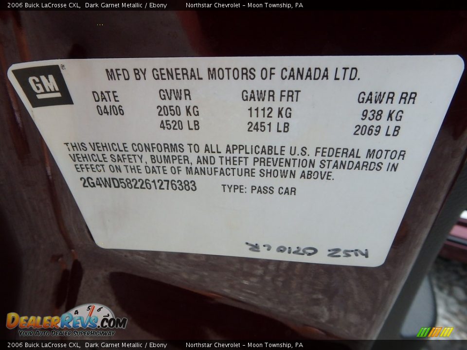 2006 Buick LaCrosse CXL Dark Garnet Metallic / Ebony Photo #14