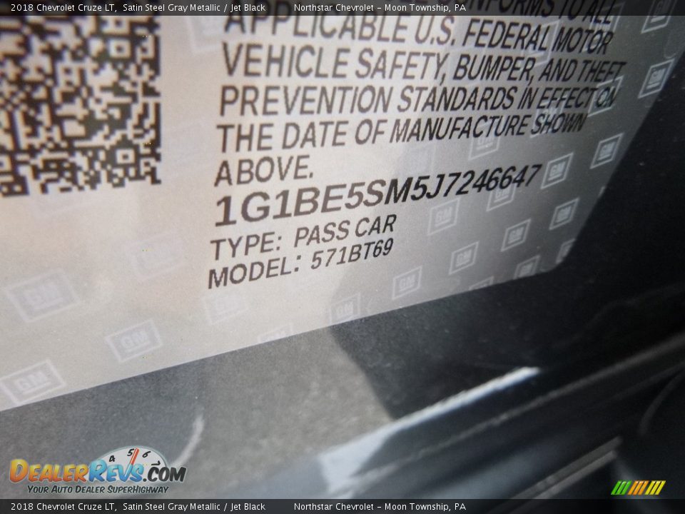 2018 Chevrolet Cruze LT Satin Steel Gray Metallic / Jet Black Photo #15