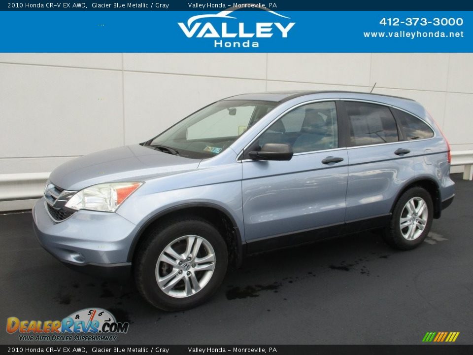 2010 Honda CR-V EX AWD Glacier Blue Metallic / Gray Photo #1