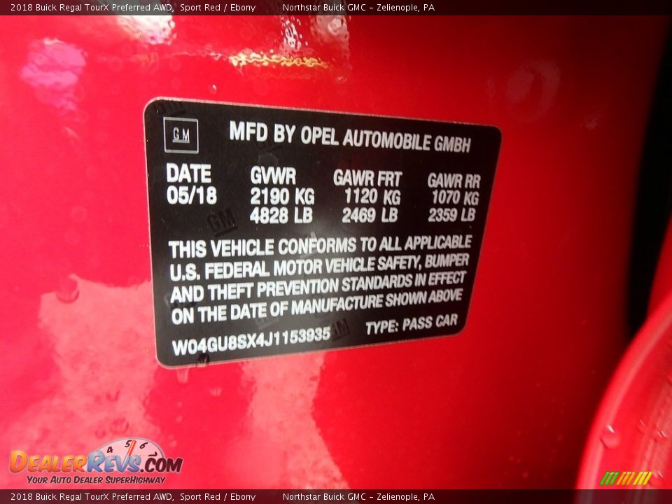 2018 Buick Regal TourX Preferred AWD Sport Red / Ebony Photo #16