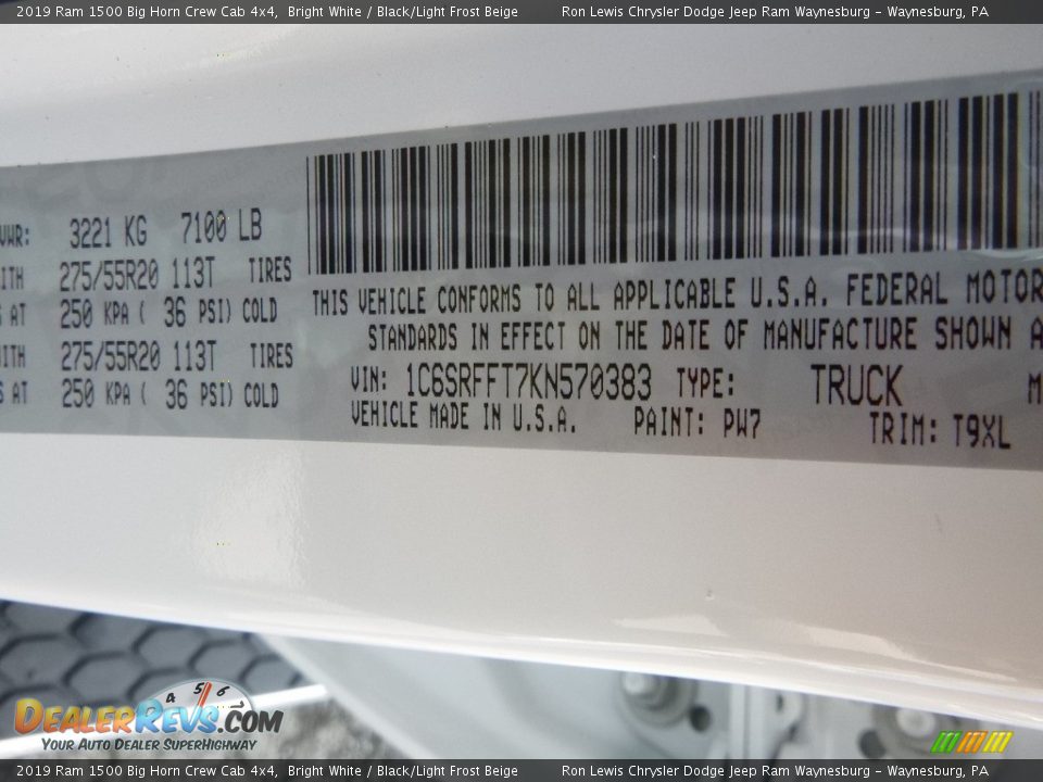 2019 Ram 1500 Big Horn Crew Cab 4x4 Bright White / Black/Light Frost Beige Photo #14