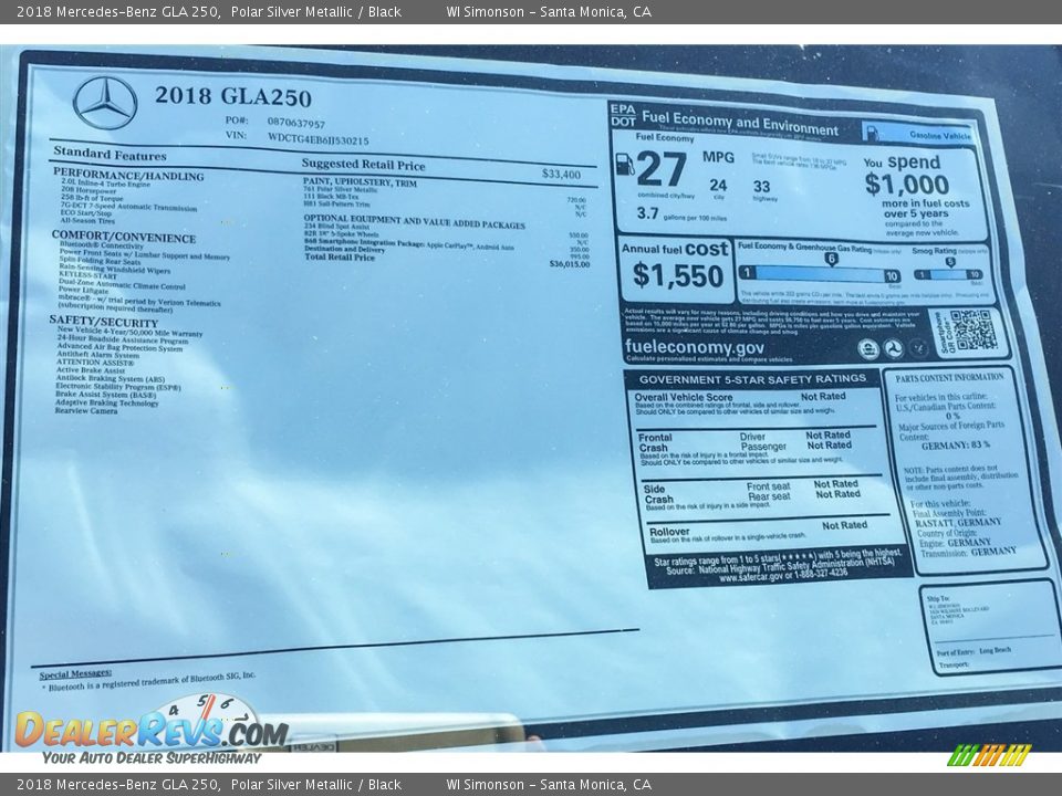 2018 Mercedes-Benz GLA 250 Polar Silver Metallic / Black Photo #10