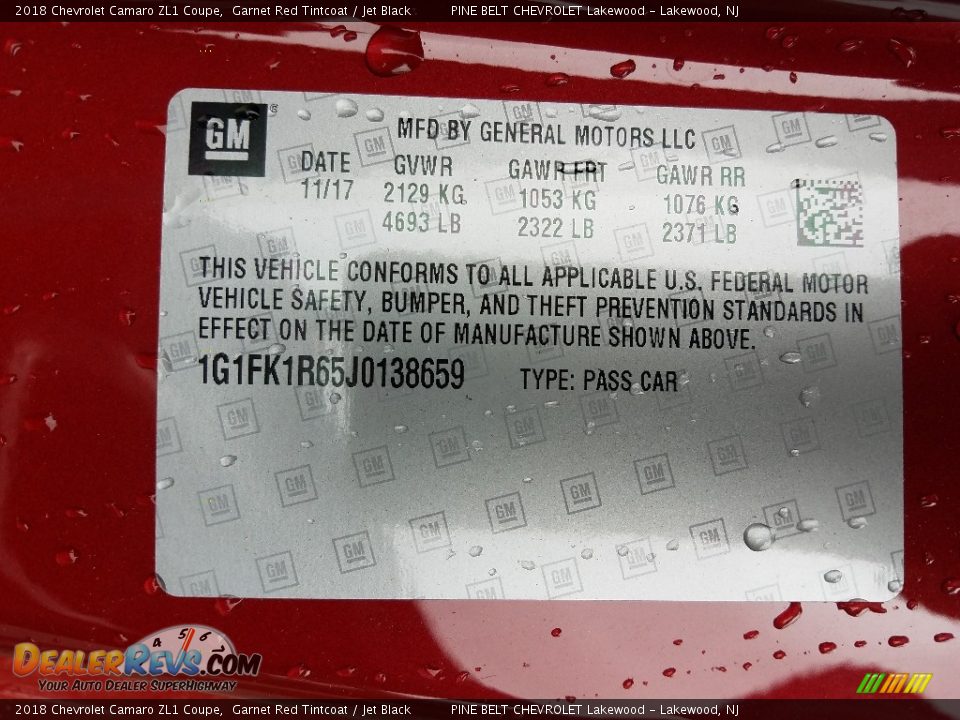 2018 Chevrolet Camaro ZL1 Coupe Garnet Red Tintcoat / Jet Black Photo #9