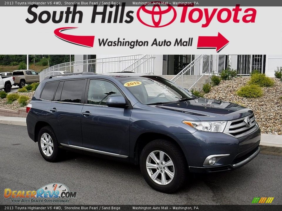 2013 Toyota Highlander V6 4WD Shoreline Blue Pearl / Sand Beige Photo #1
