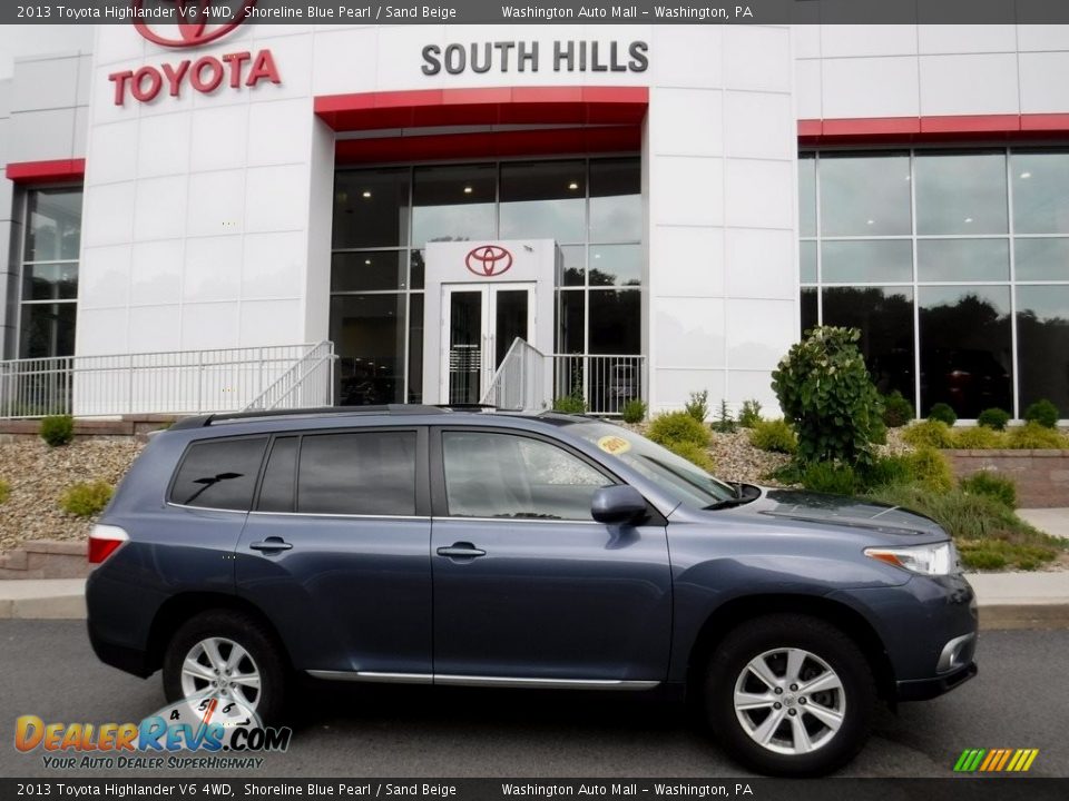 2013 Toyota Highlander V6 4WD Shoreline Blue Pearl / Sand Beige Photo #2