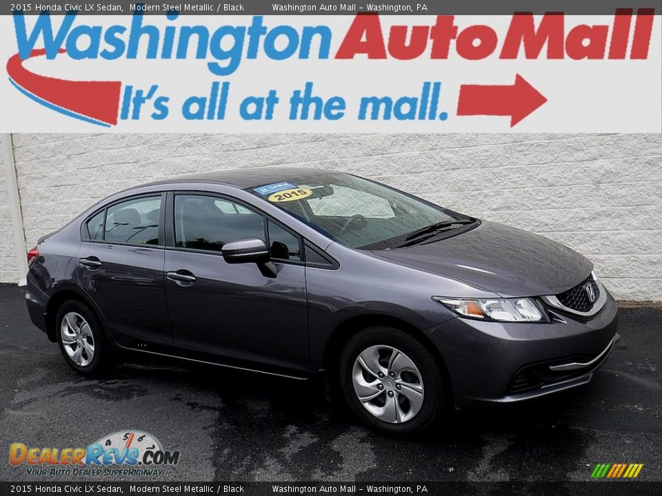 2015 Honda Civic LX Sedan Modern Steel Metallic / Black Photo #1