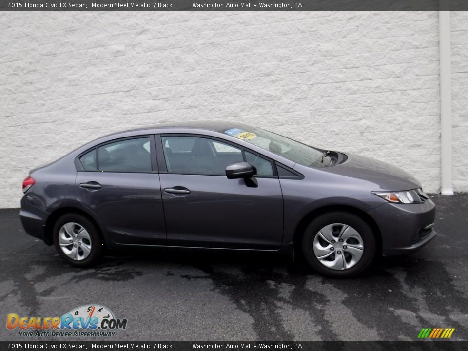 2015 Honda Civic LX Sedan Modern Steel Metallic / Black Photo #2