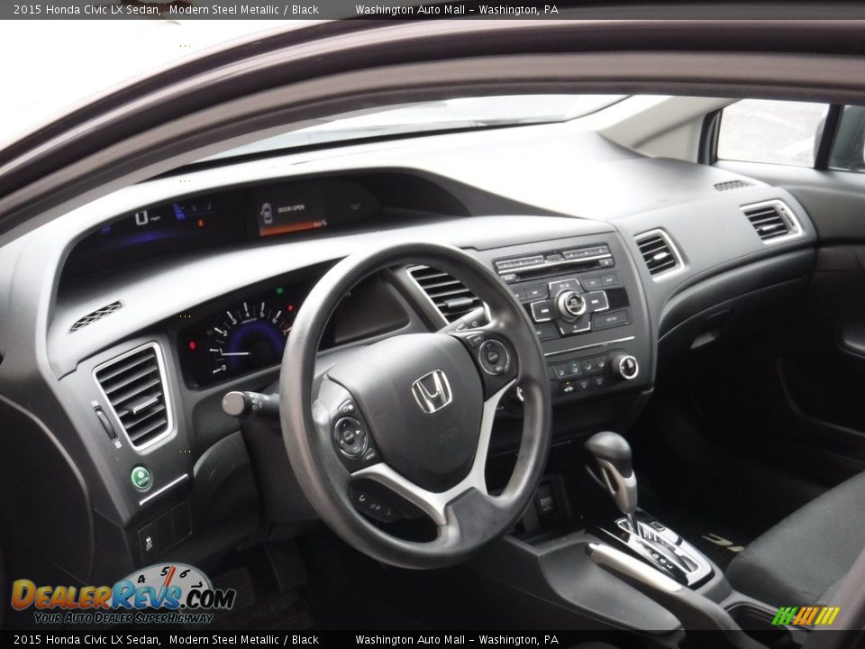 2015 Honda Civic LX Sedan Modern Steel Metallic / Black Photo #9