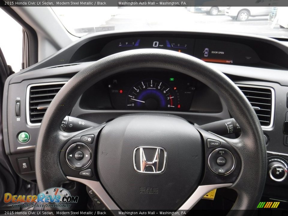 2015 Honda Civic LX Sedan Modern Steel Metallic / Black Photo #15