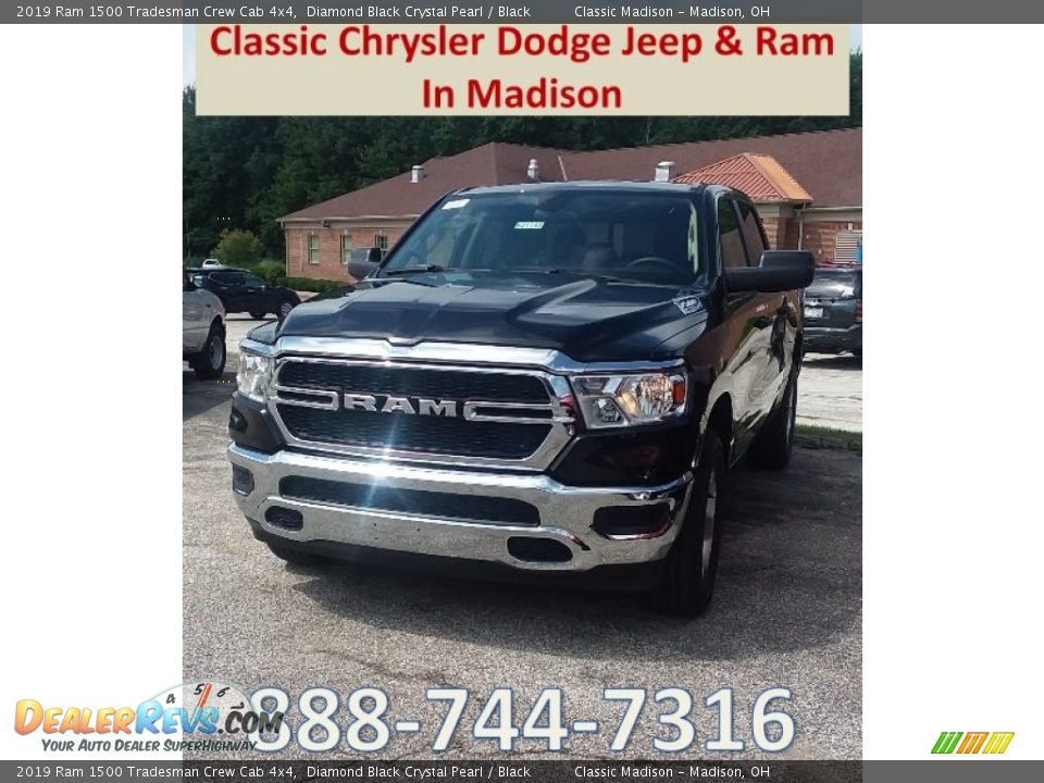 2019 Ram 1500 Tradesman Crew Cab 4x4 Diamond Black Crystal Pearl / Black Photo #1