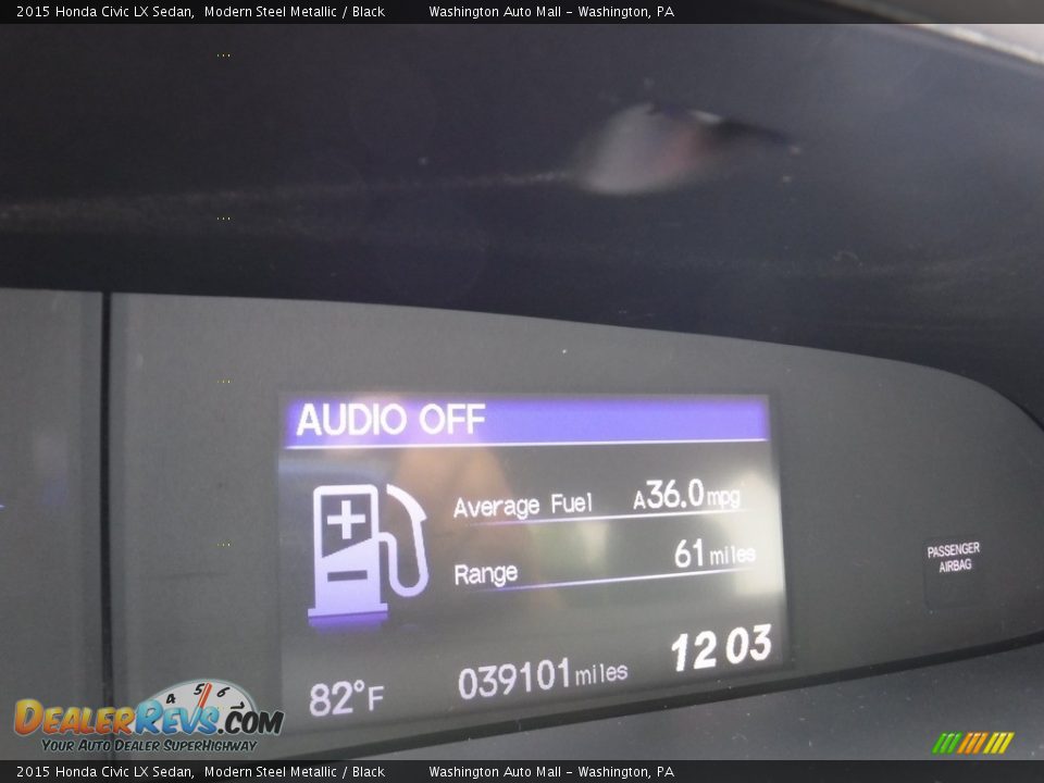 2015 Honda Civic LX Sedan Modern Steel Metallic / Black Photo #20