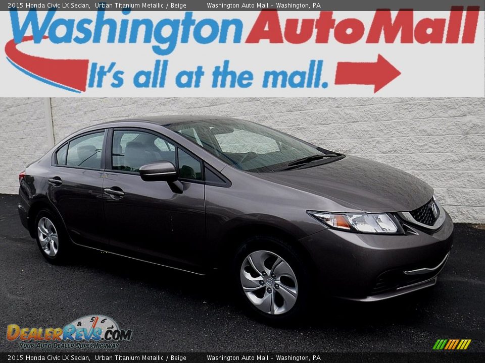 2015 Honda Civic LX Sedan Urban Titanium Metallic / Beige Photo #1