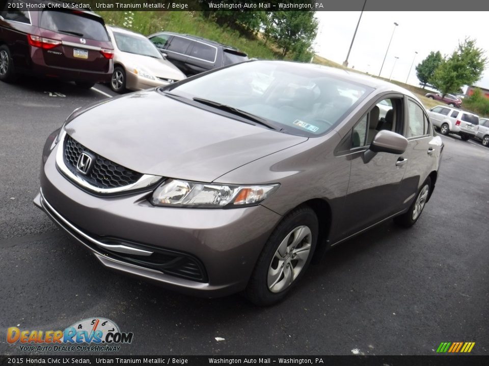 2015 Honda Civic LX Sedan Urban Titanium Metallic / Beige Photo #5
