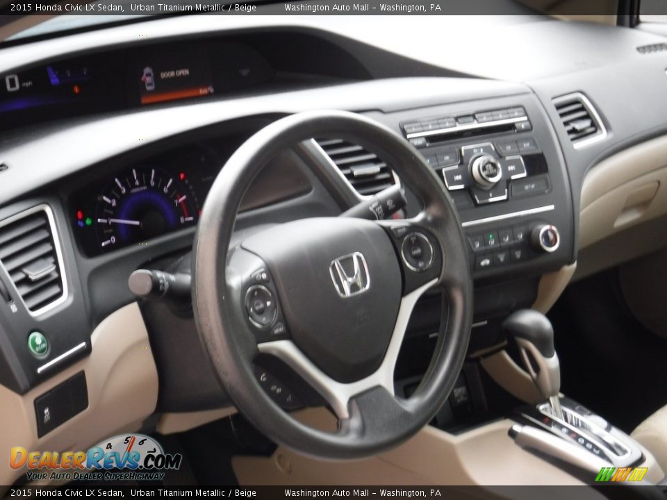 2015 Honda Civic LX Sedan Urban Titanium Metallic / Beige Photo #9