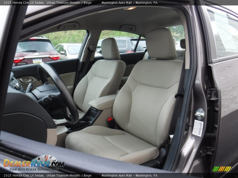 2015 Honda Civic LX Sedan Urban Titanium Metallic / Beige Photo #10