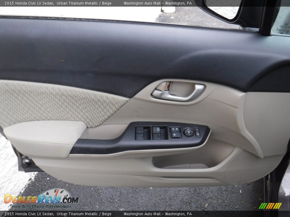 2015 Honda Civic LX Sedan Urban Titanium Metallic / Beige Photo #11