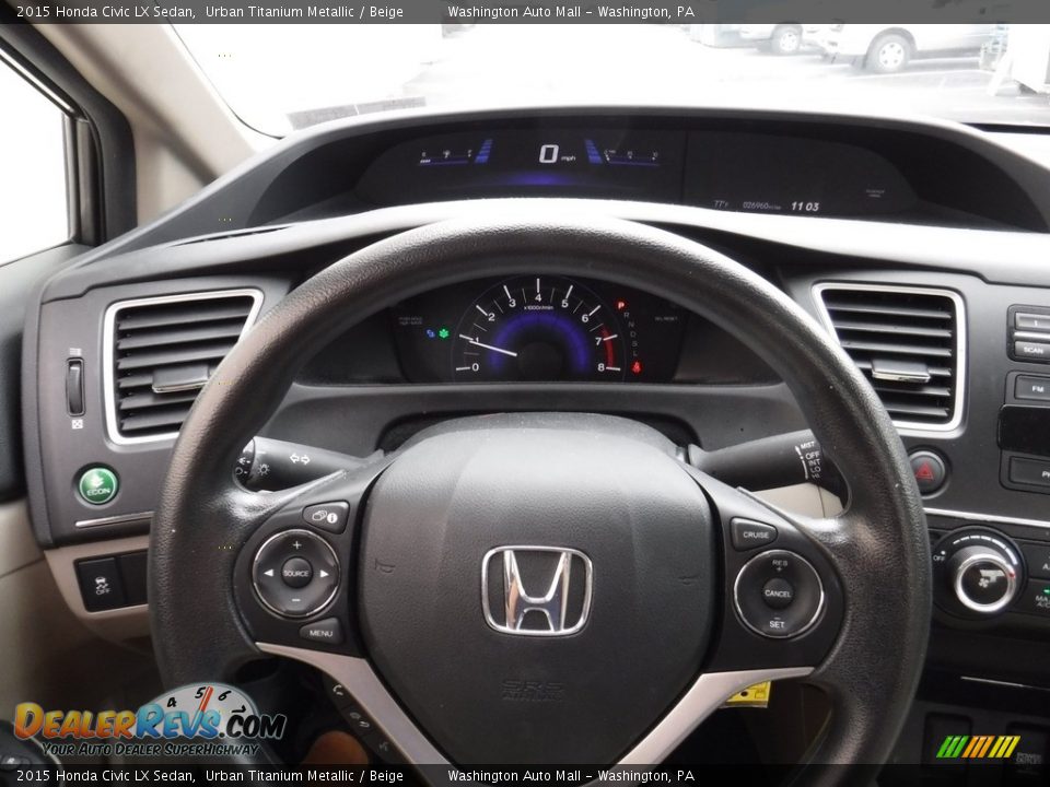 2015 Honda Civic LX Sedan Urban Titanium Metallic / Beige Photo #15