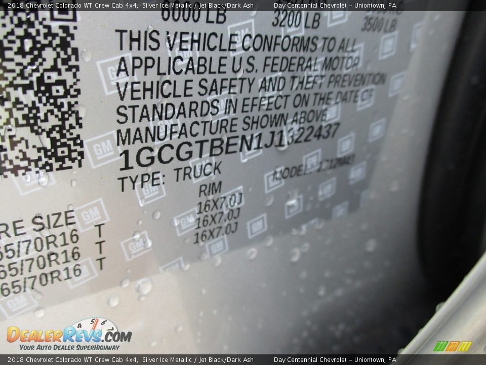 2018 Chevrolet Colorado WT Crew Cab 4x4 Silver Ice Metallic / Jet Black/Dark Ash Photo #20