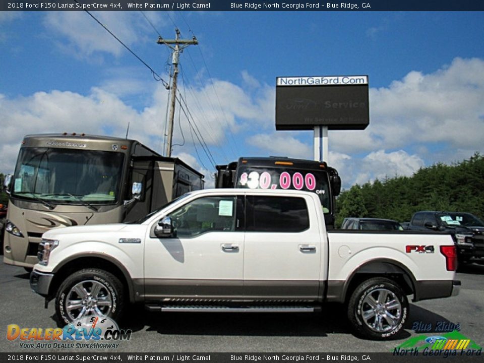 2018 Ford F150 Lariat SuperCrew 4x4 White Platinum / Light Camel Photo #2