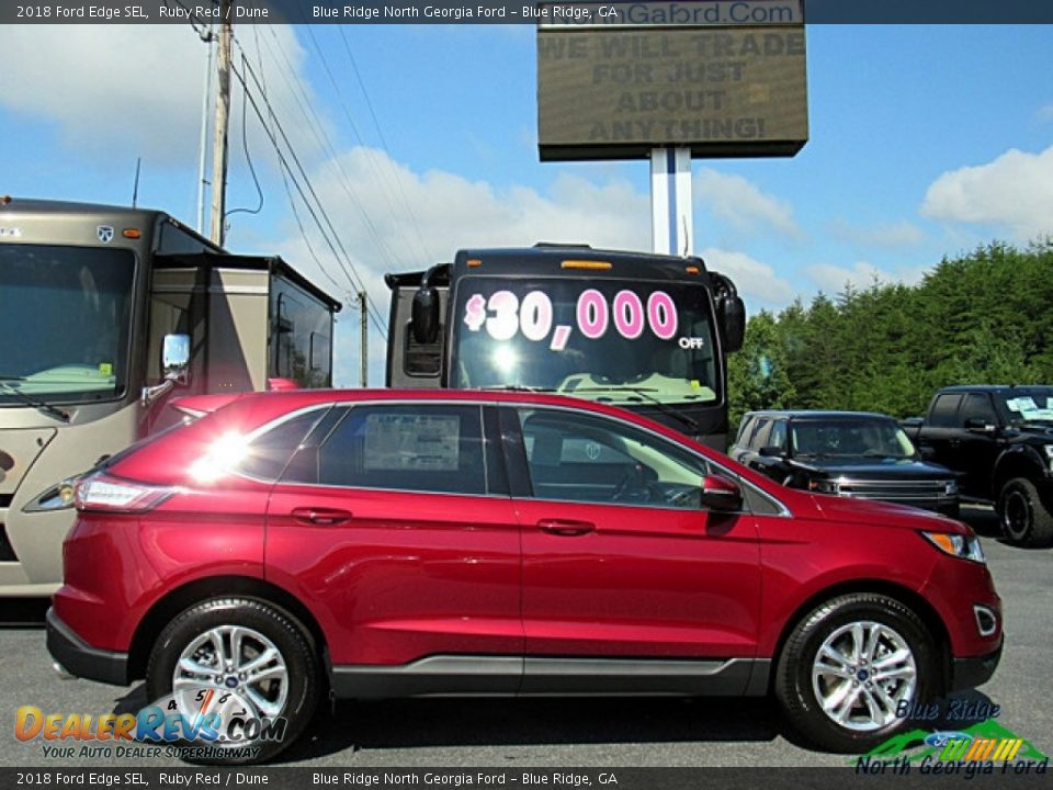 2018 Ford Edge SEL Ruby Red / Dune Photo #6