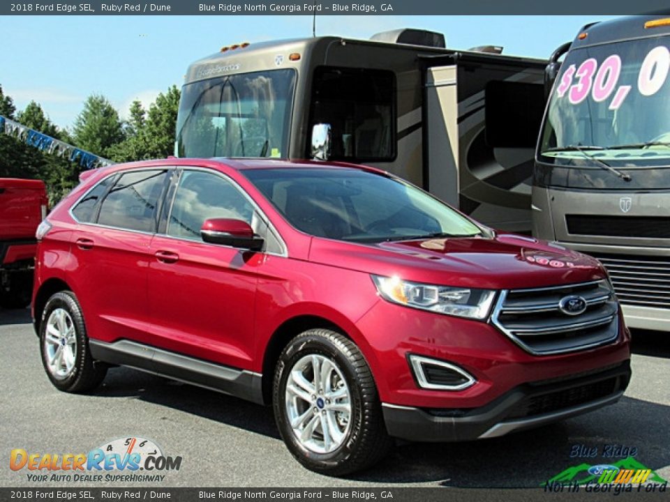 2018 Ford Edge SEL Ruby Red / Dune Photo #7
