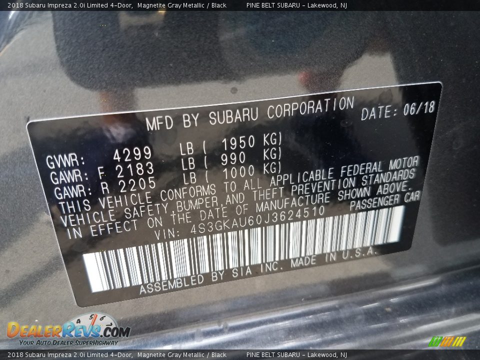 2018 Subaru Impreza 2.0i Limited 4-Door Magnetite Gray Metallic / Black Photo #9