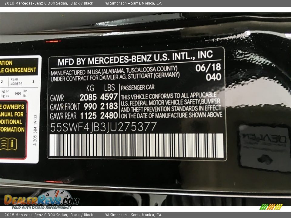 2018 Mercedes-Benz C 300 Sedan Black / Black Photo #11