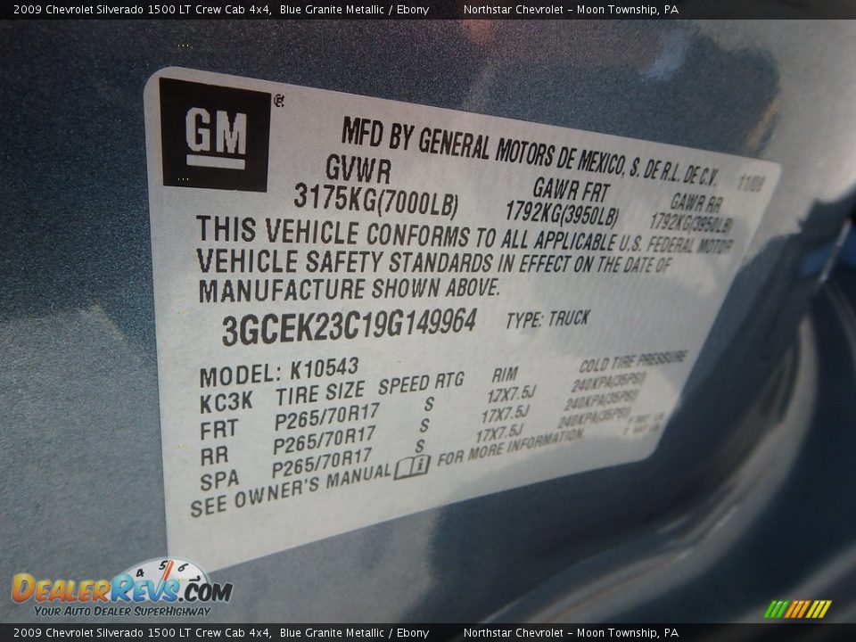 2009 Chevrolet Silverado 1500 LT Crew Cab 4x4 Blue Granite Metallic / Ebony Photo #14