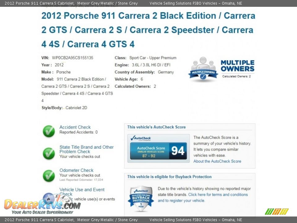 Dealer Info of 2012 Porsche 911 Carrera S Cabriolet Photo #2